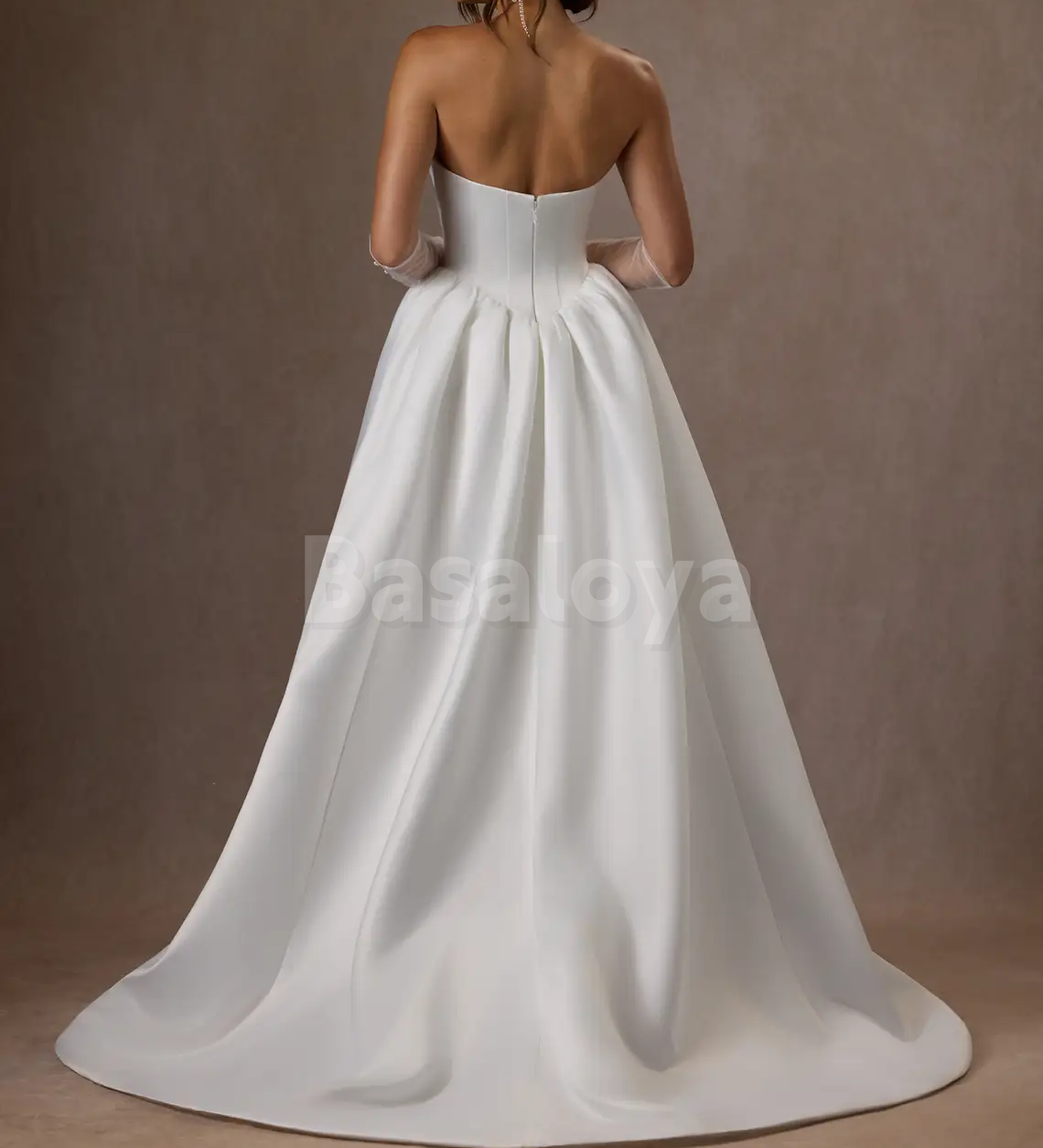 WD0086 Luxury White Sweetheart A-Line Wedding Dress with Pearl Gloves