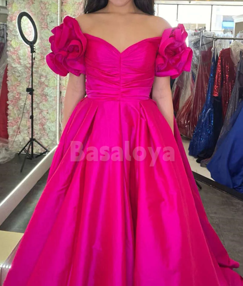 SP0232 Classic Royal Blue Off Shoulder A-Line Ruffles Prom Dress Party Gown