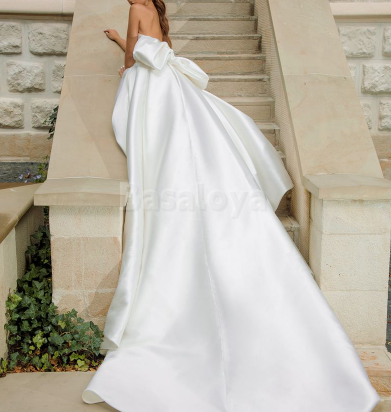 WD0023 Romantic Sweetheart A-Line Pleats Satin Wedding Dress with Bow