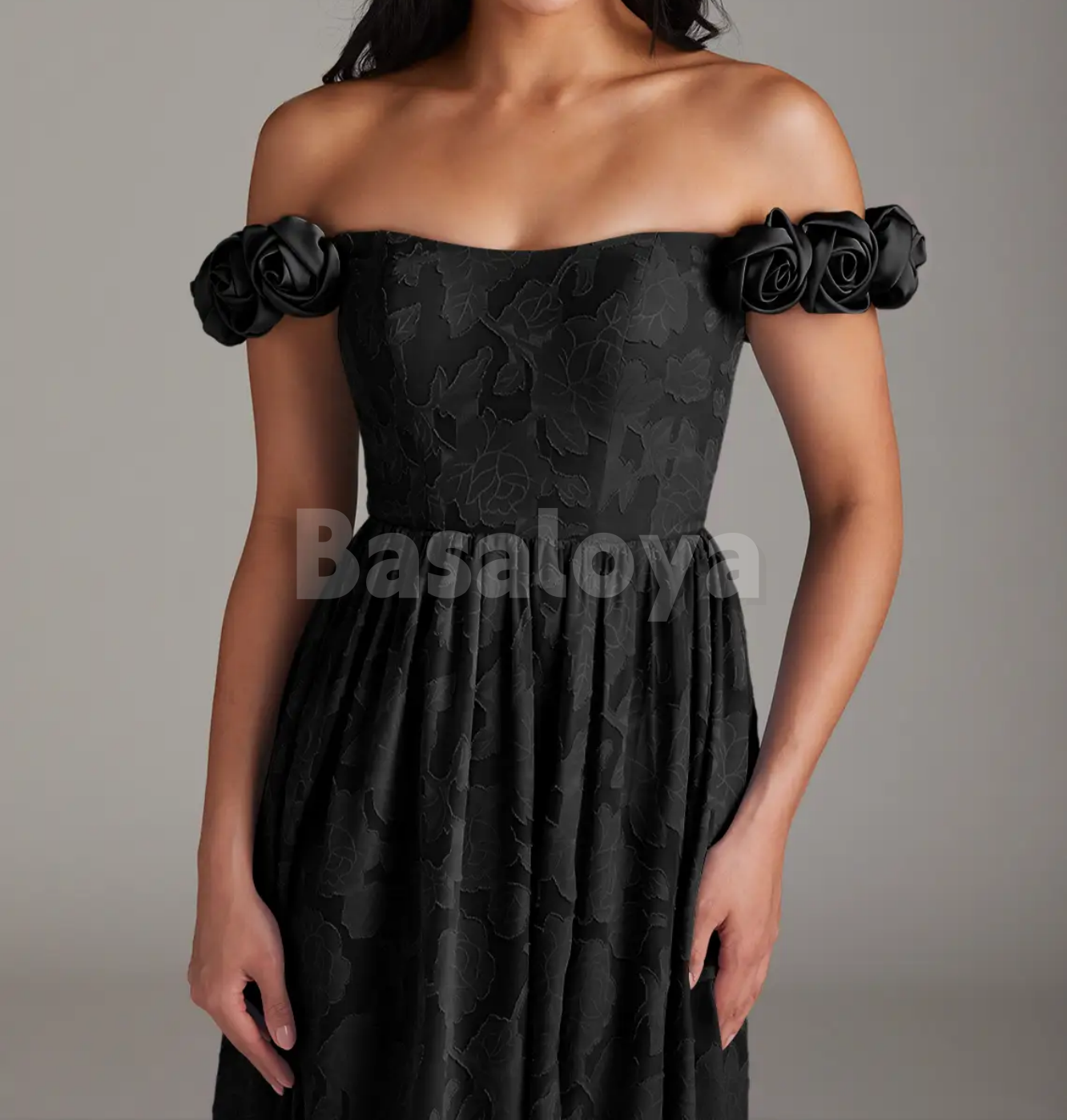 SP0252 Gorgeous 3D Floral Burgundy Off-Shoulder A-Line Prom Formal Gown