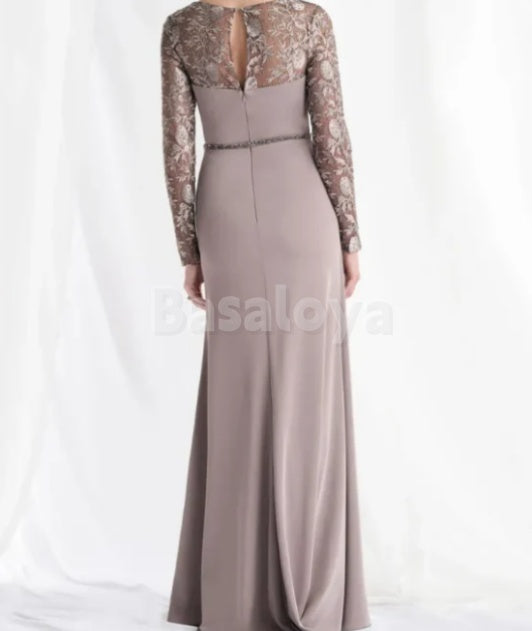 MG0007 Elegant Beaded Gray Long Sleeves Mother of the Bridal Gown
