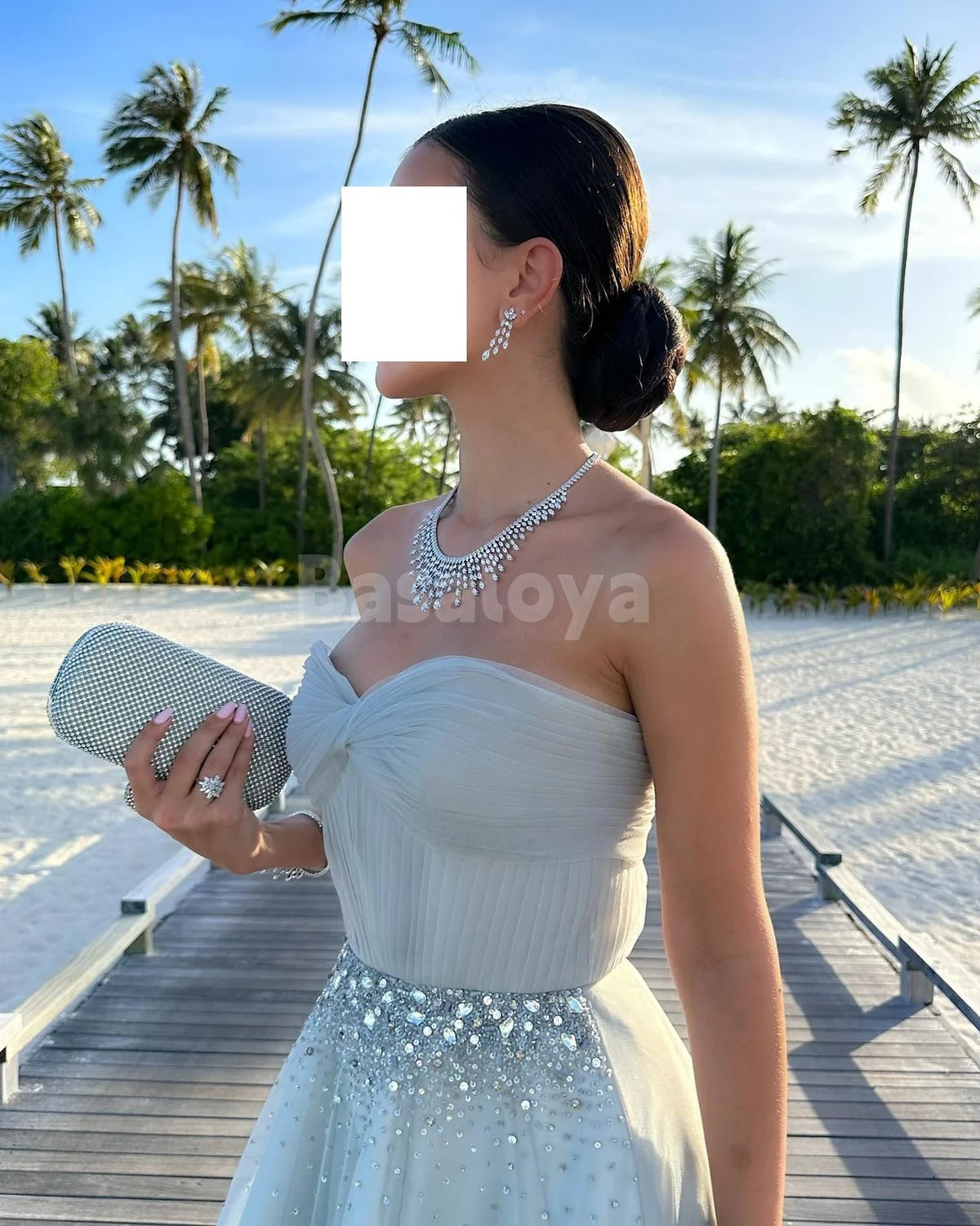 SP0120 Graceful Gray Crystal Sweetheart A-Line Tiered Lace Prom Dress