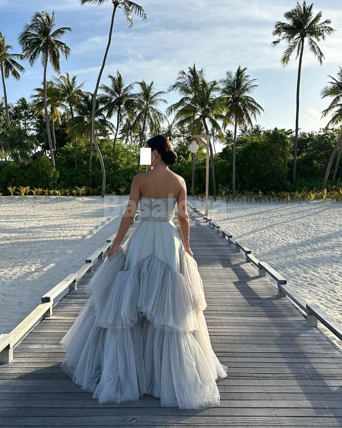 SP0120 Graceful Gray Crystal Sweetheart A-Line Tiered Lace Prom Dress