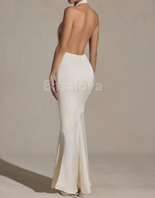 SP0121 Sexy Halter Neck Sleeveless Sheath Prom Dress with Cut Outs