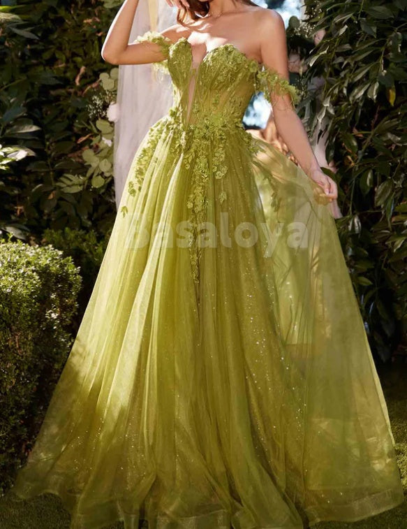 SP0128 Gorgeous Blue Sweetheart A-Line Lace Appliques Party Prom Dress