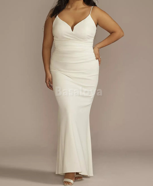 WD0005 Bohemian Spaghetti Straps Mermaid Beach Wedding Dress