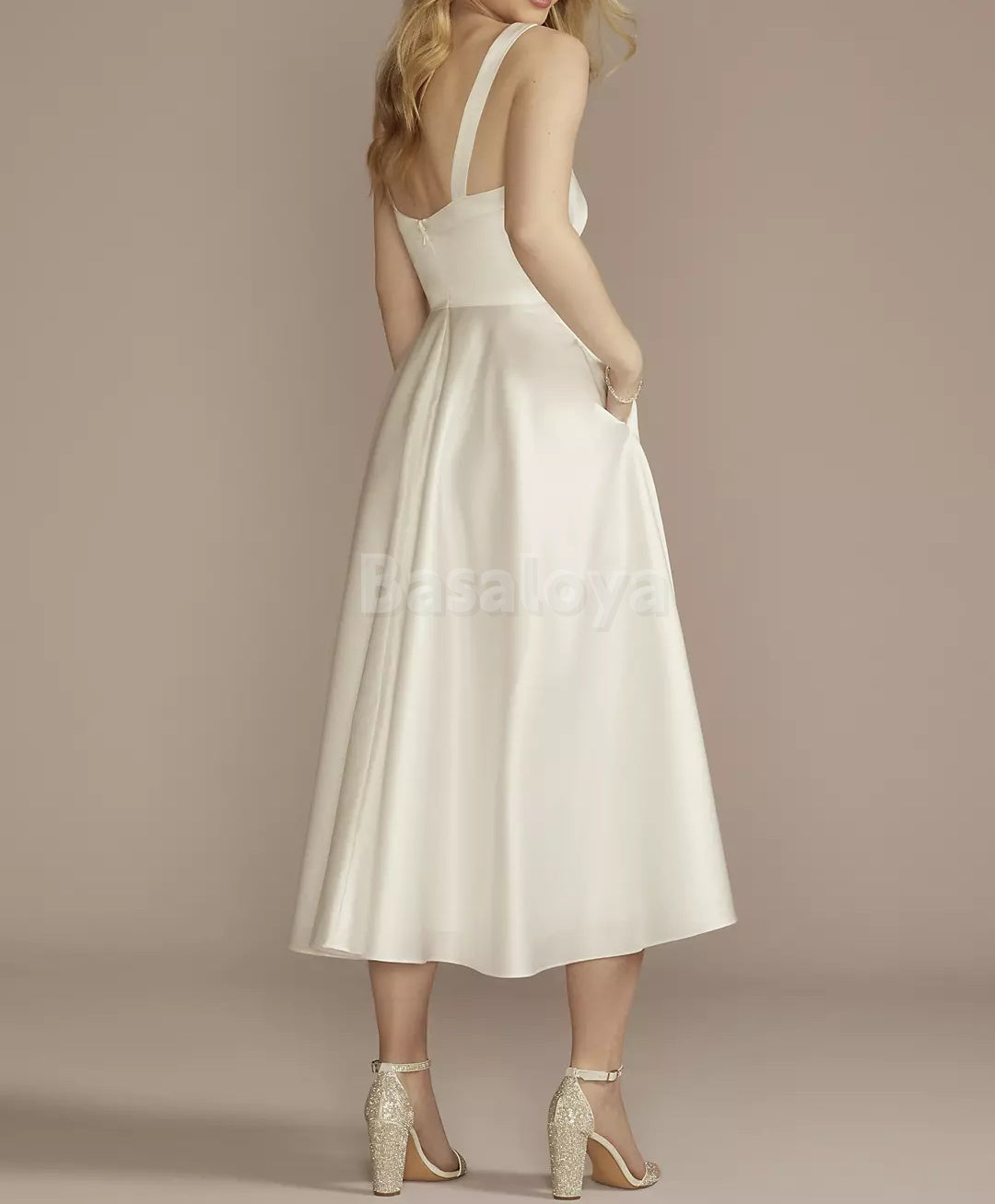 WD0006 Elegant Sweetheart Straps A-Line Midi Wedding Dress Bridal Gown