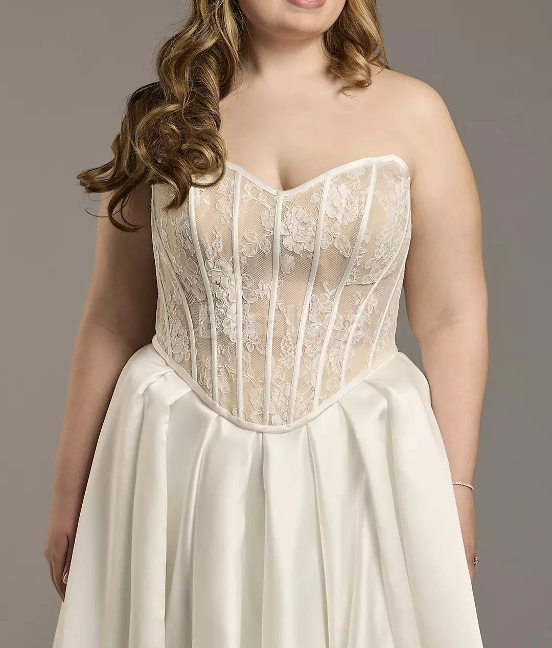 WD0008 Romantic Sweetheart A-Line Satin Wedding Dress with Lace Appliques