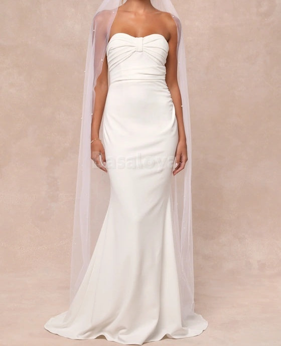 WD0015 Elegant Sweetheart Mermaid Satin Wedding Dress with Train Bridal Gown