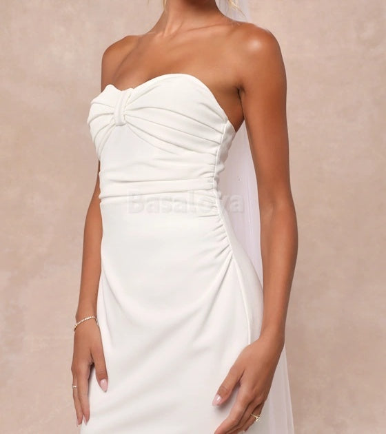 WD0015 Elegant Sweetheart Mermaid Satin Wedding Dress with Train Bridal Gown