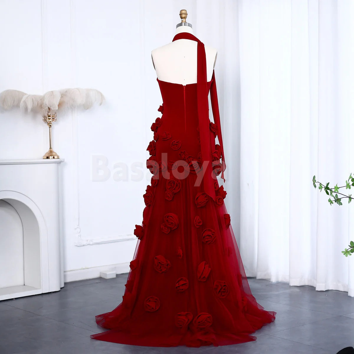 SP0129 Graceful 3D Floral Pink Sweetheart Mermaid Prom Dress with Slit