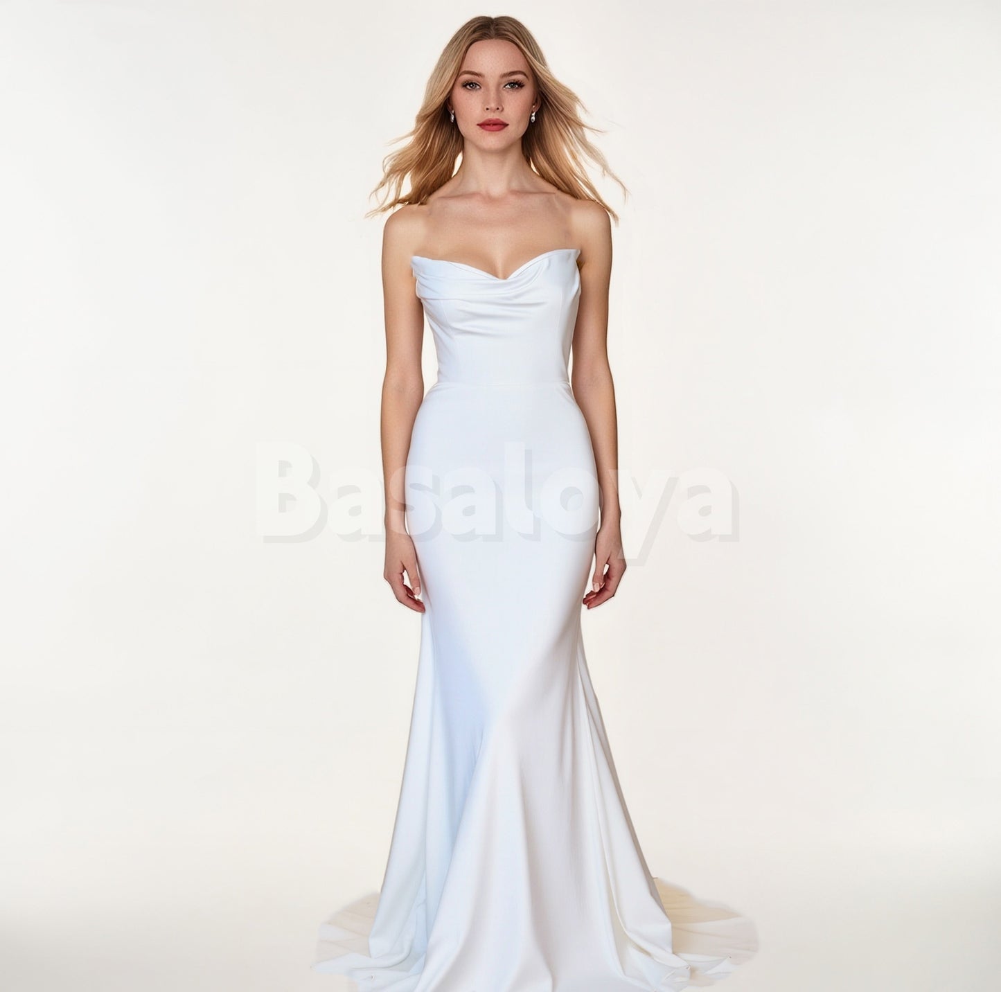 WD0156 Simple White Spaghetti Straps Mermaid Maxi Wedding Dress
