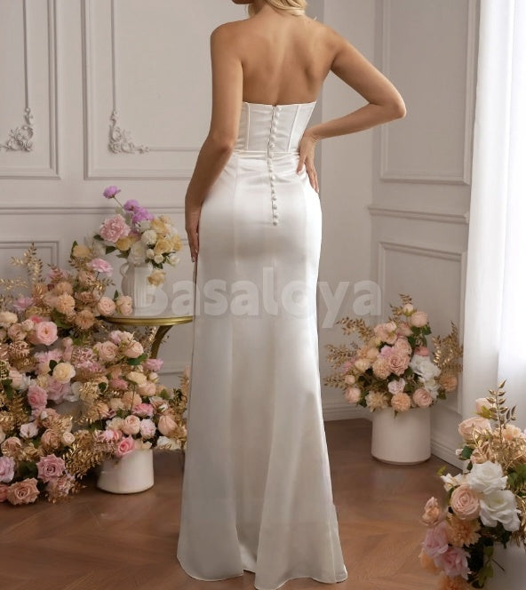 WD0037 Luxury Sweetheart Mermaid Wedding Dress with Overskirt Bridal Gown