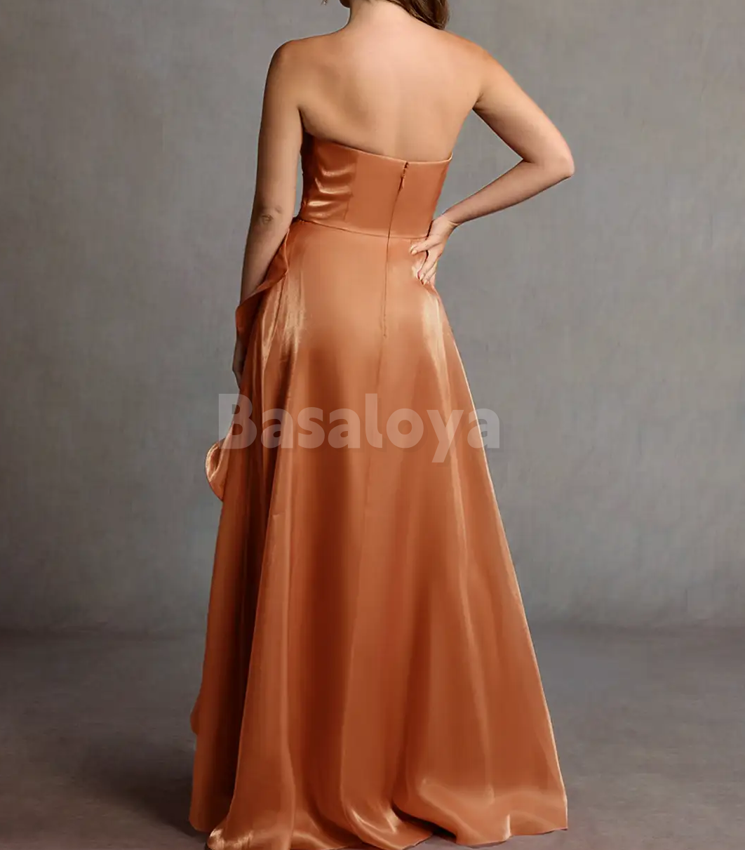 SP0262 Classic Blue Strapless Sheath Long Pleats Prom Dress Party Gown