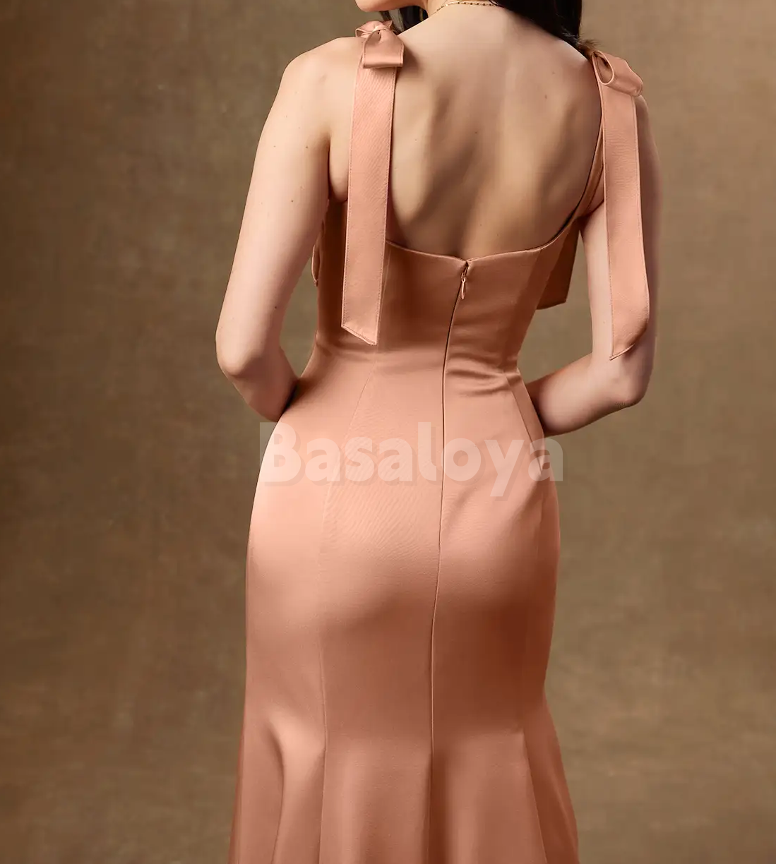 SP0274 Classic Pink Sweetheart Mermaid Side Slit Satin Prom Dress with Bows