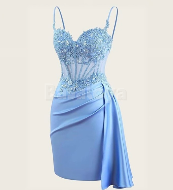 SP0132 Elegant Fuchsia Spaghetti Straps Bodycon Prom Dress with Applique