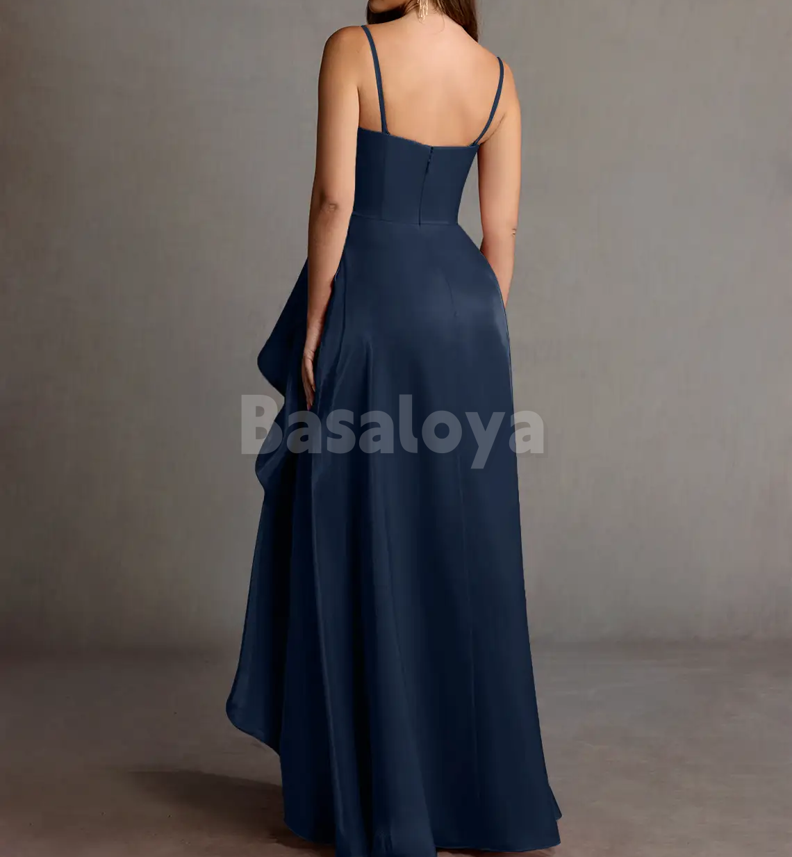 SP0251 Elegant Beige Strapless A-Line Pleats Prom Dress Formal Gown with Slit