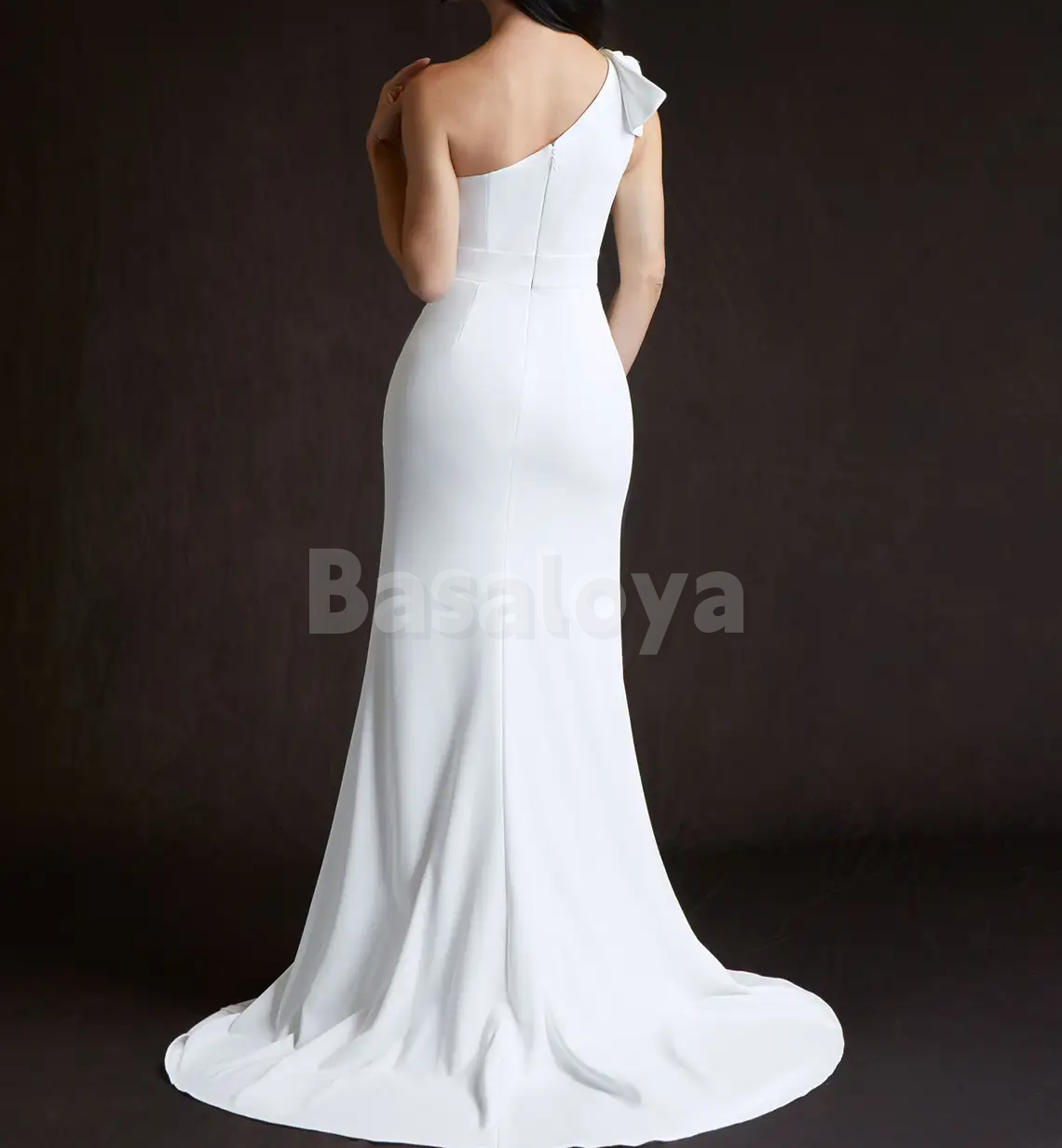 WD0113 Elegant White One Shoulder Mermaid Wedding Dress Bridal Gown