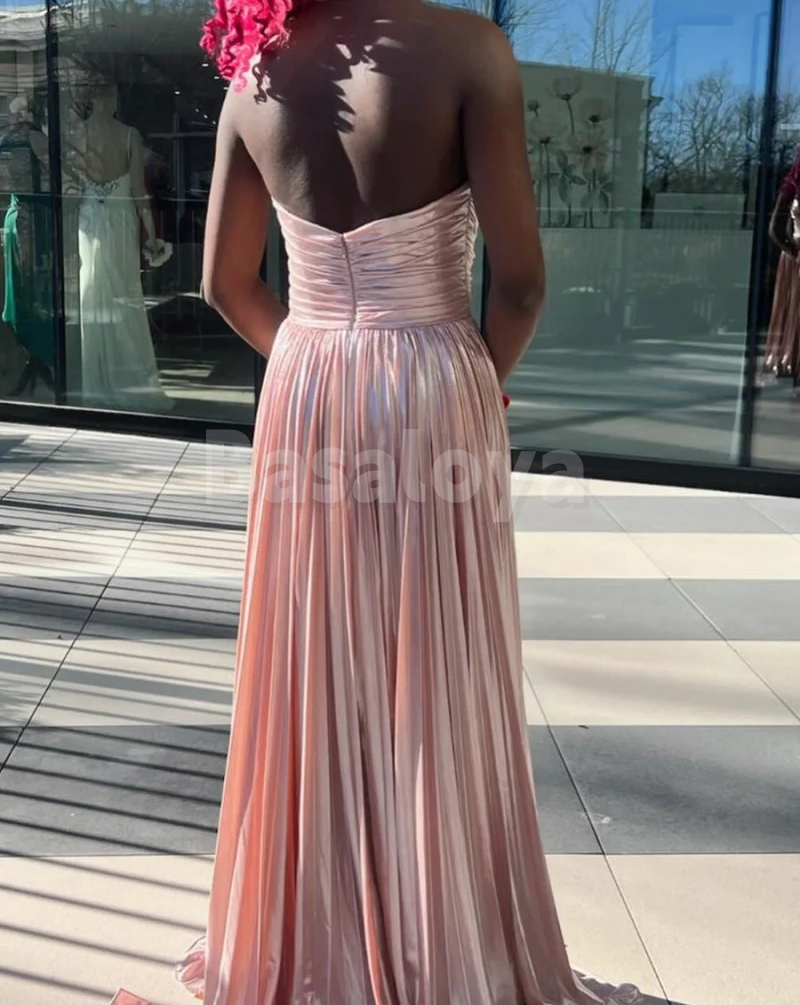 SP0162 Stunning Gold Sweetheart A-Line Pleated Party Prom Dresses