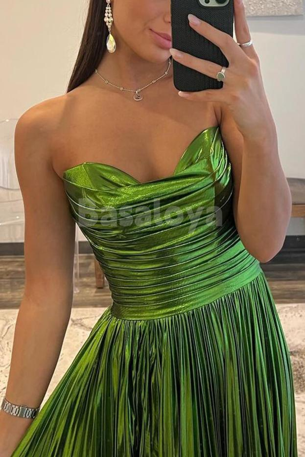 SP0162 Stunning Gold Sweetheart A-Line Pleated Party Prom Dresses