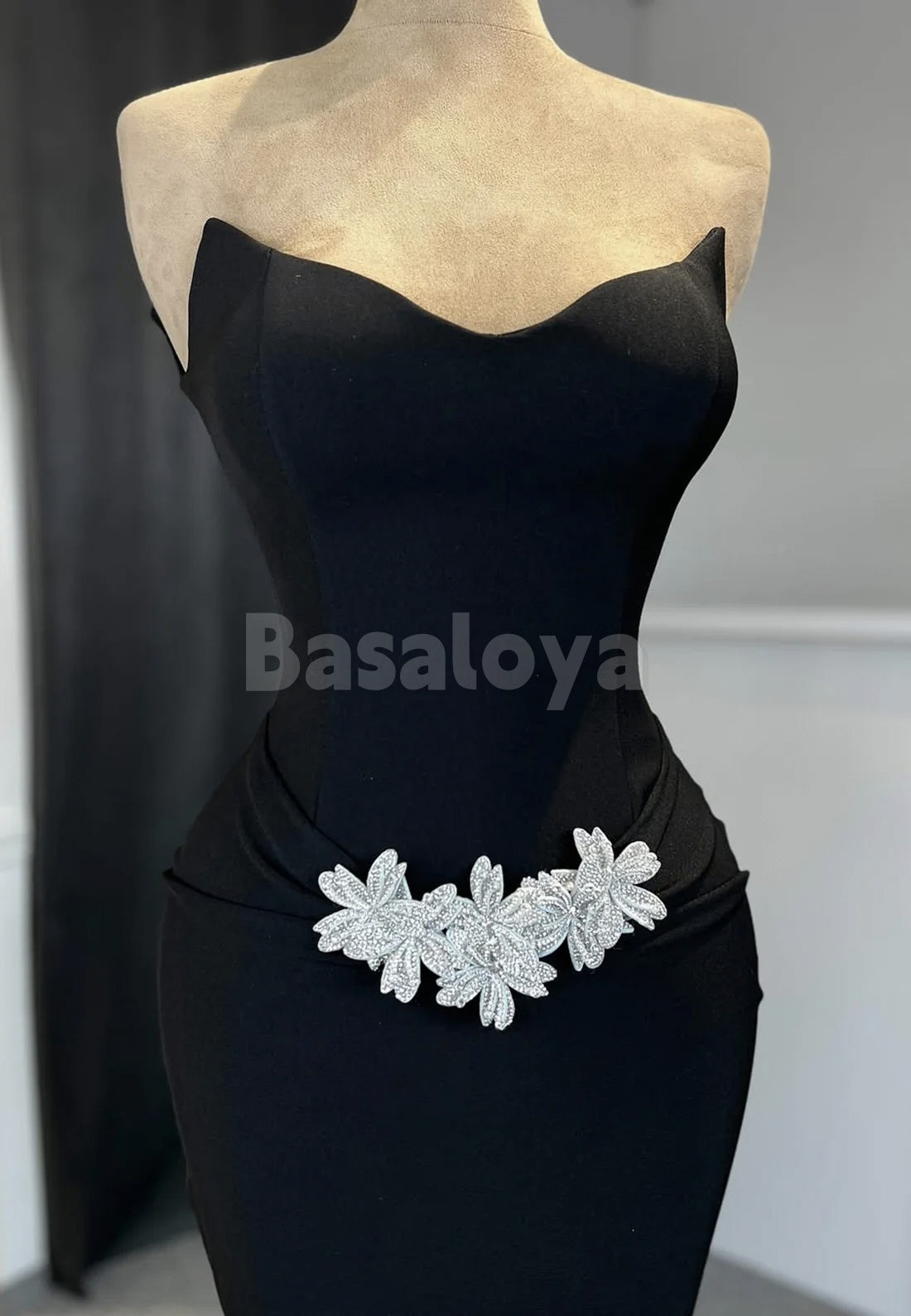 ED0093 Elegant Red 3D Beaded Floral Sweetheart Bodycon Evening Party Gown