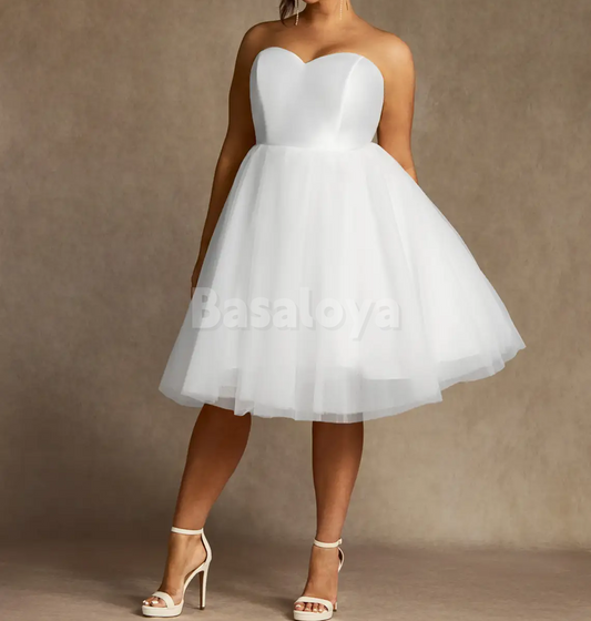 WD0133 Simple White Sweetheart A-Line Pleats Wedding Dress Bridal Gown