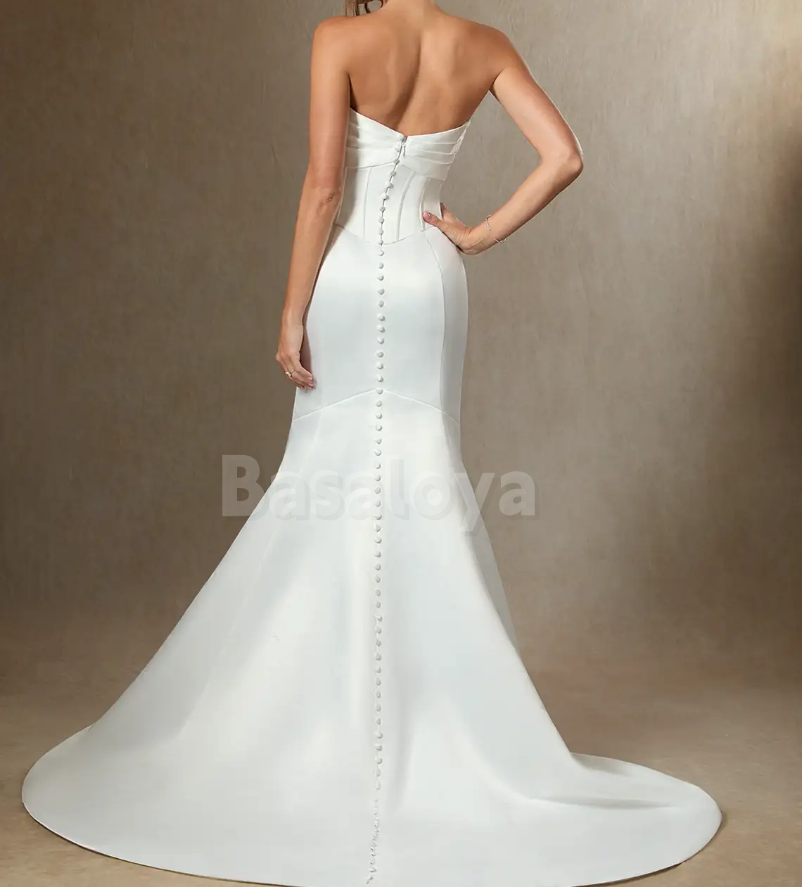 WD0059 Elegant White Sweetheart Mermaid Satin Wedding Gown with Train
