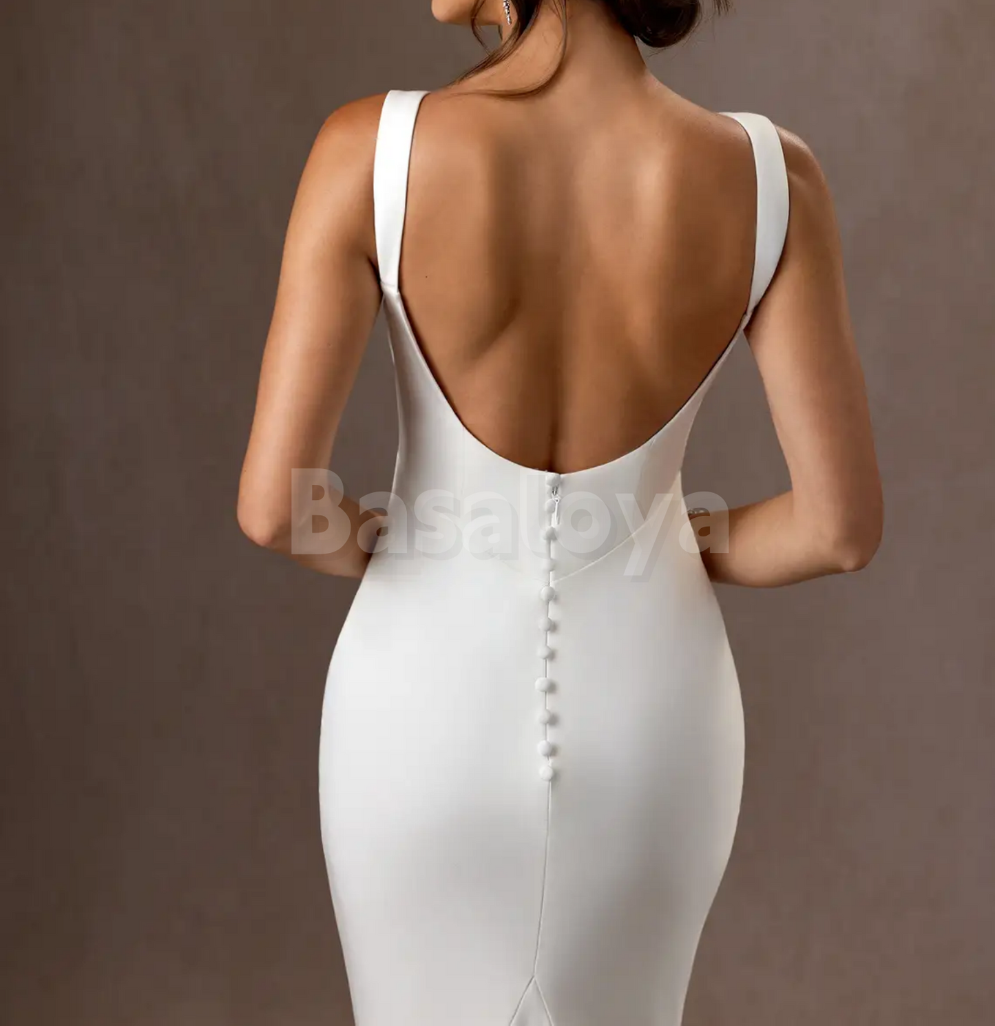 WD0091 Elegant White Sleeveless Mermaid Wedding Dress with Train Bridal Gown