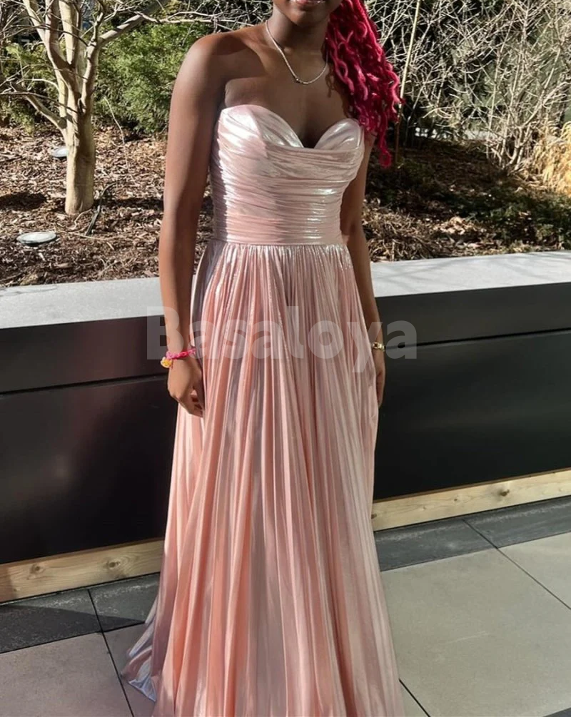SP0162 Stunning Gold Sweetheart A-Line Pleated Party Prom Dresses