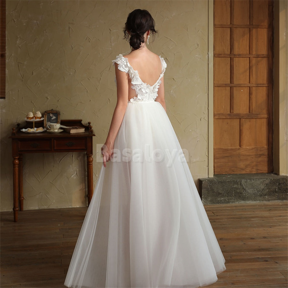 WD0048 Luxury 3D Pearls Floral Off-Shoulder Bodycon Bridal Gown with Overskirt