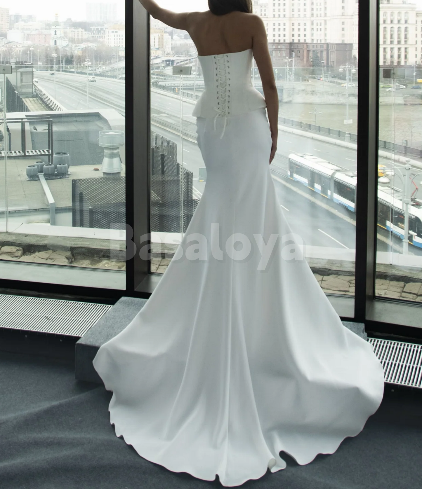 WD0145 Classic White 2 Pieces Tube Top Mermaid Wedding Dress Bridal Gown