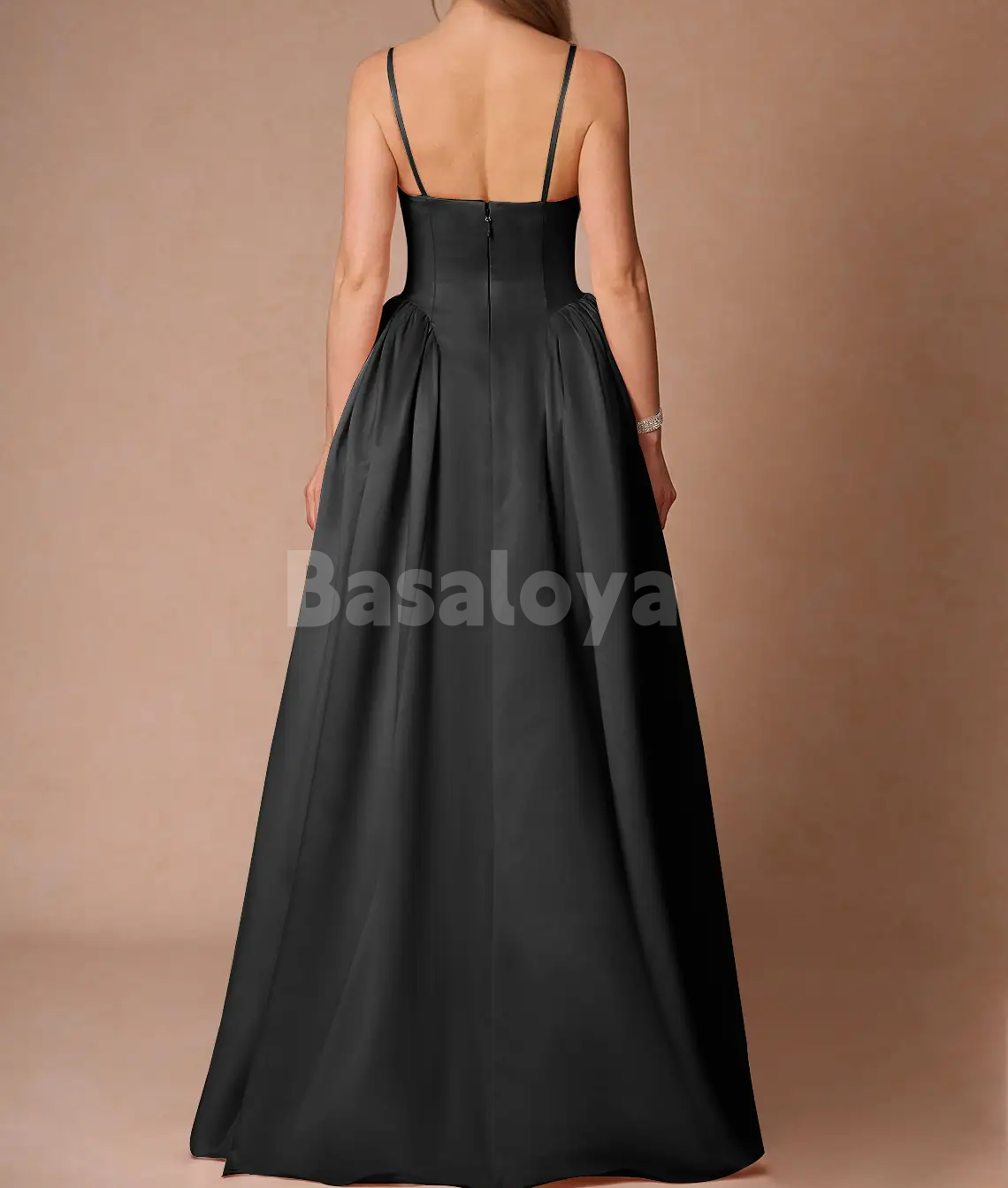 SP0244 Graceful Pink Spaghetti Straps A-Line Satin Prom Dress Party Gown