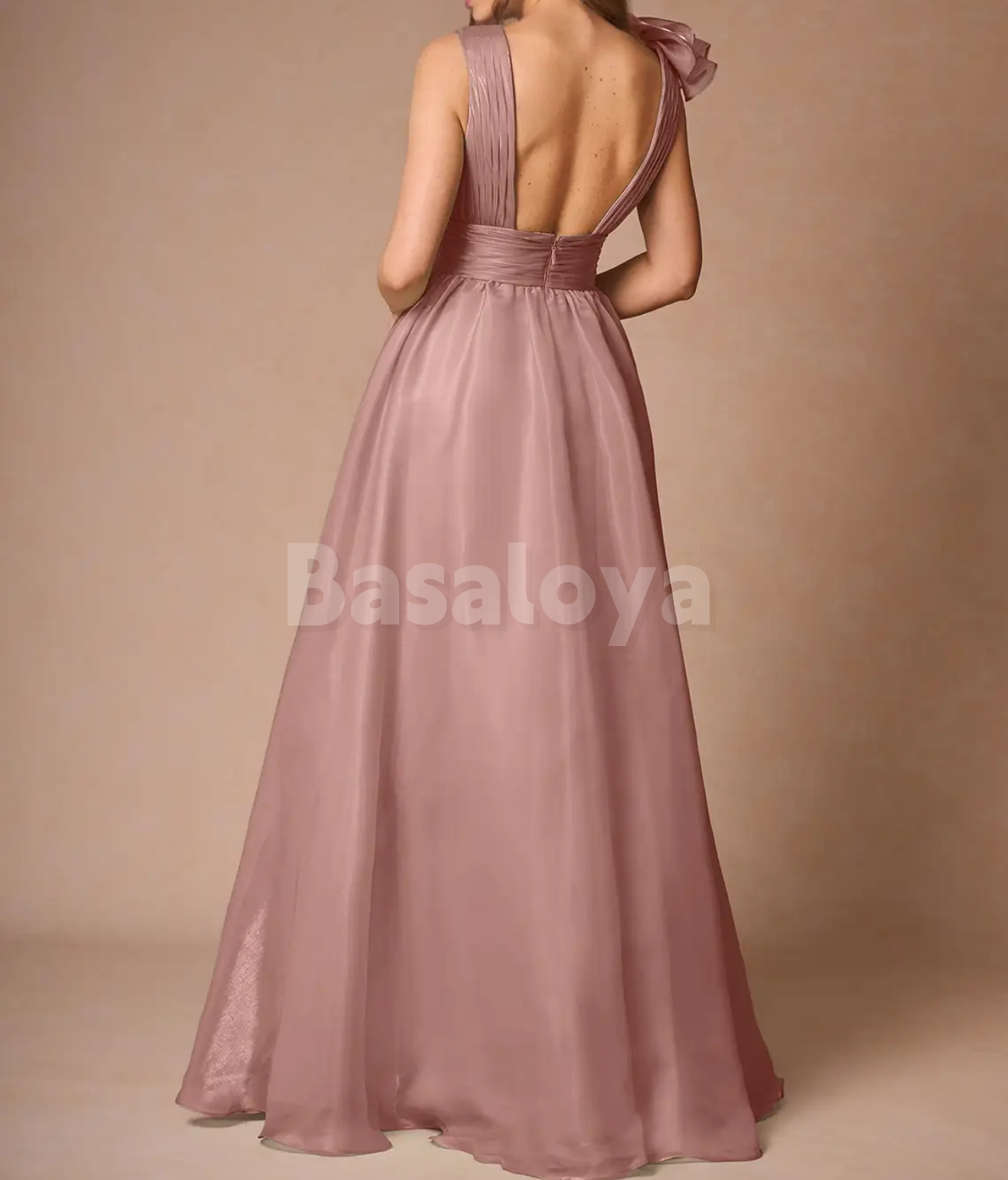 SP0255 Graceful Navy V-Neck A-Line Long Evening Prom Dress with Pleats