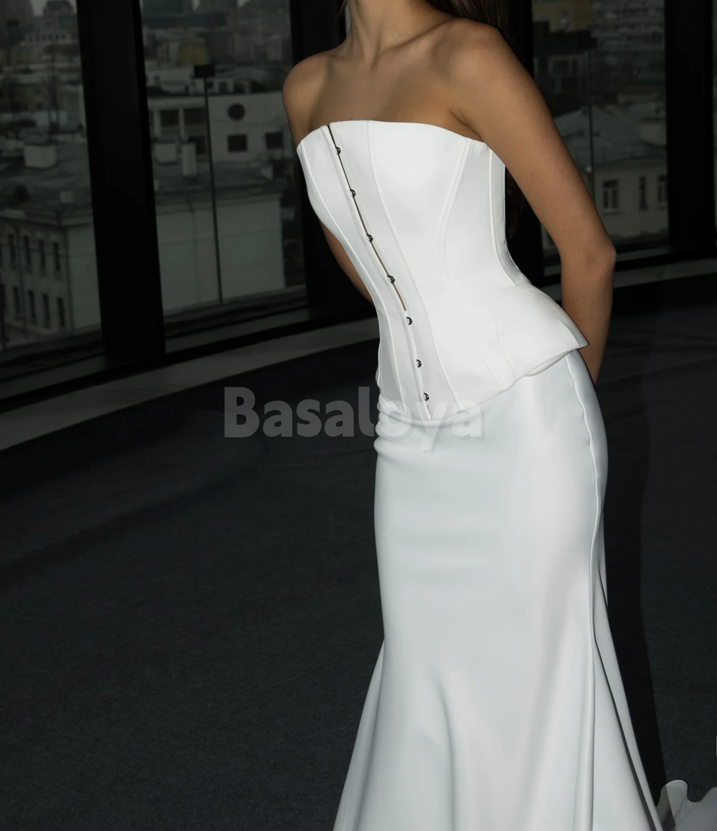 WD0145 Classic White 2 Pieces Tube Top Mermaid Wedding Dress Bridal Gown