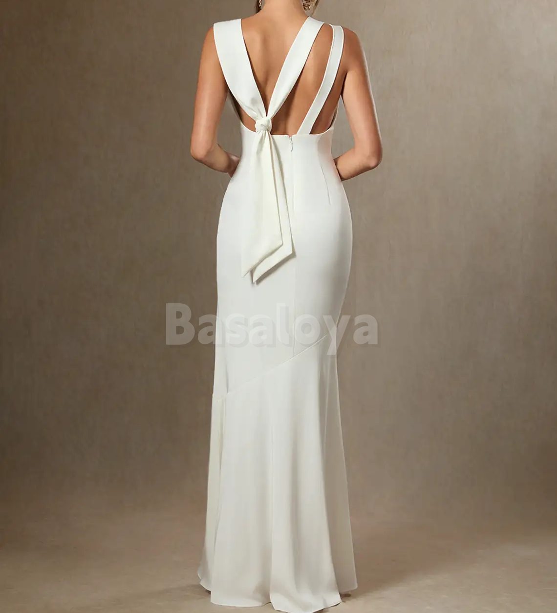WD0083 Graceful White Scoop Neck Mermaid Long Bridal Gown Wedding Dress