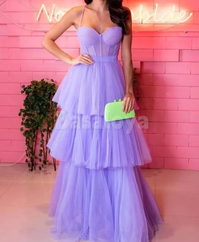 SP0219 Graceful Baby Blue Sweetheart A-Line Tiered Party Prom Dress