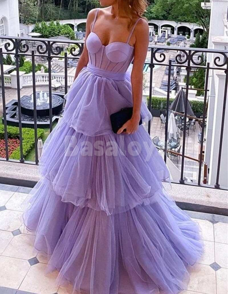 SP0219 Graceful Baby Blue Sweetheart A-Line Tiered Party Prom Dress
