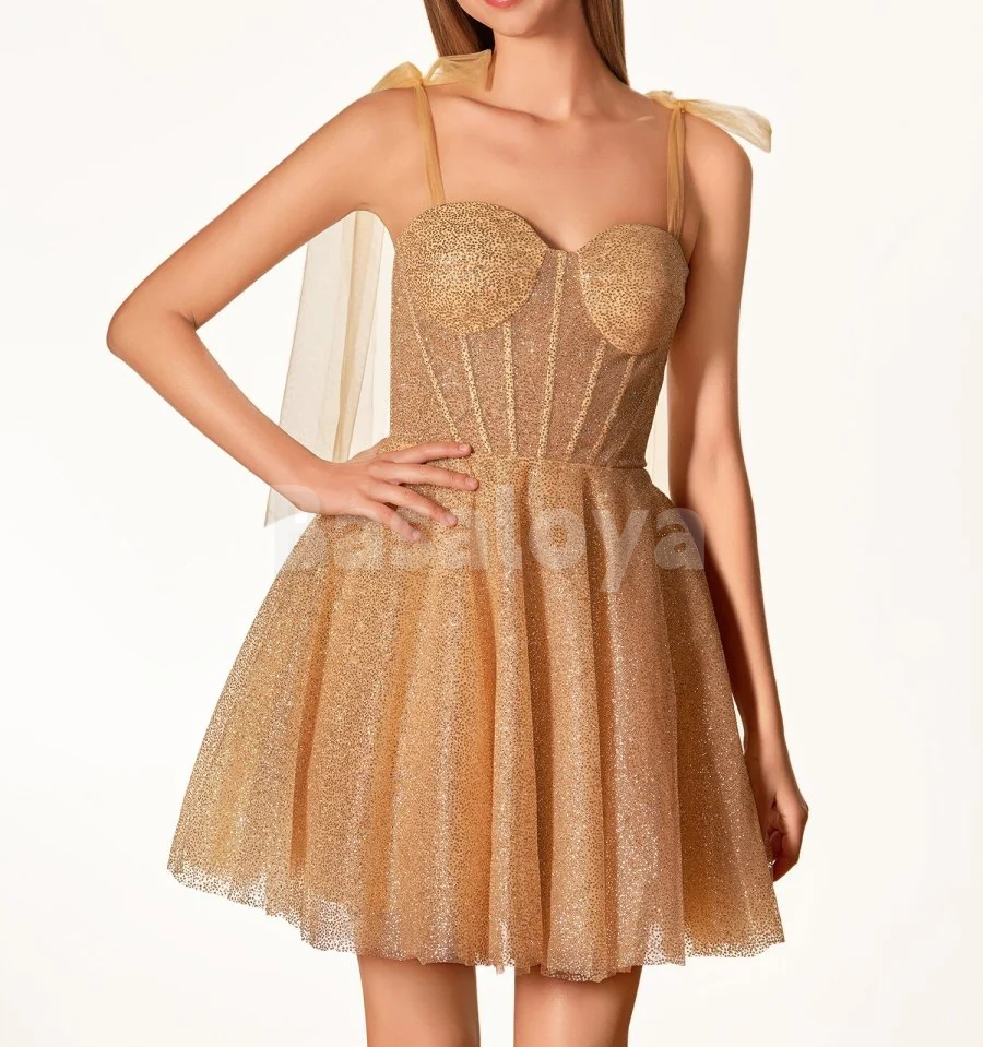 HM0128 Elegant Navy Blue Sweetheart A-Line Glitter Homecoming Gown