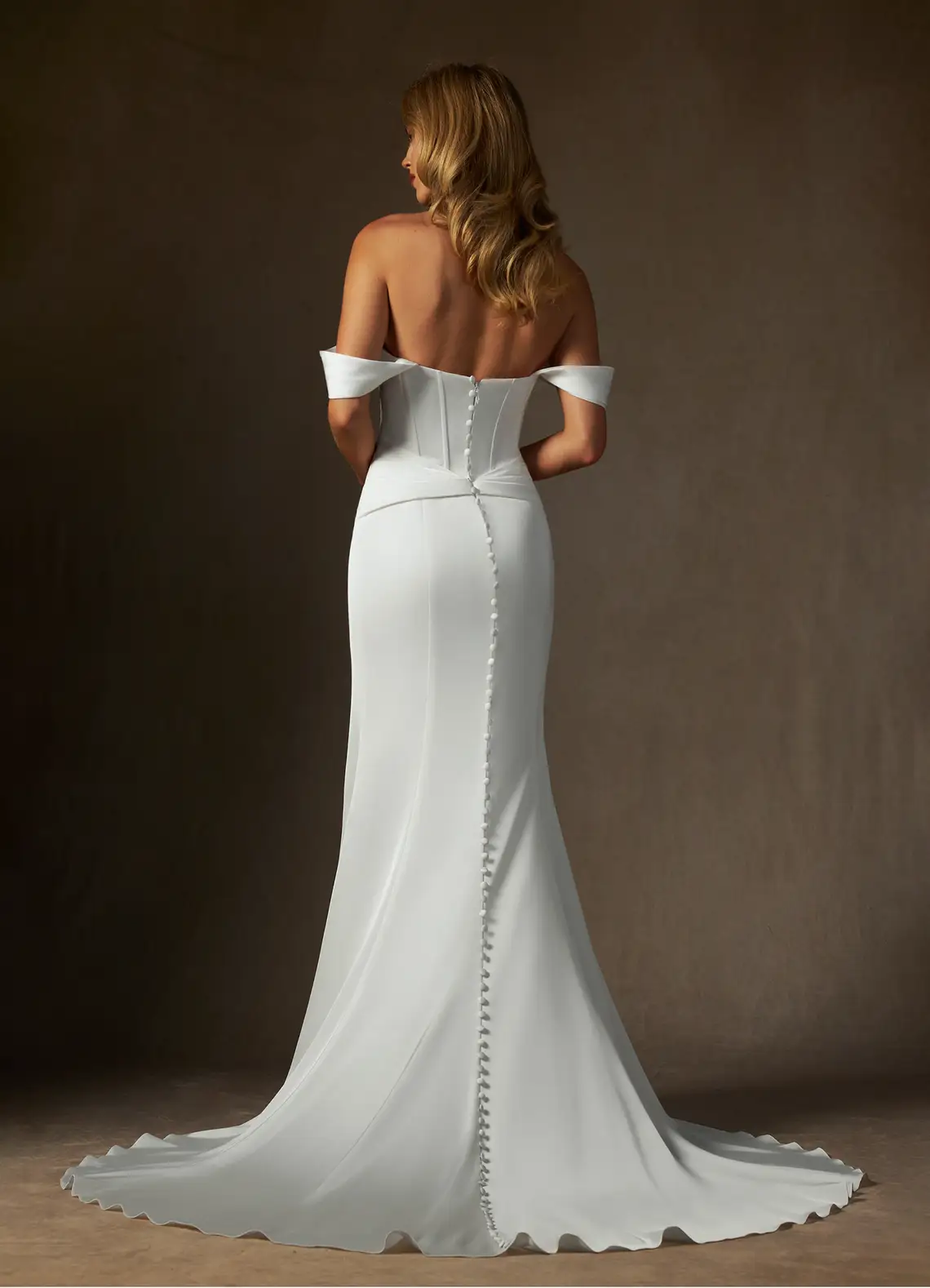 WD0095 Classic White Off-Shoulder Mermaid Pleats Wedding Gown with Slit