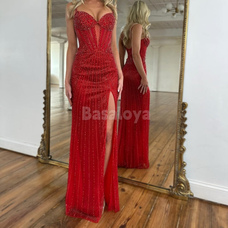 SP0038 Gorgeous Sweetheart Sheath Prom Dress with Beads Formal Gown