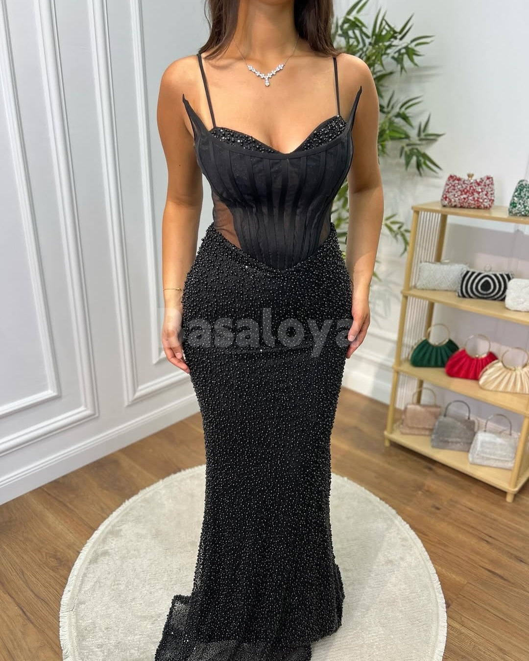 SP0336 Chic Lilac Spaghetti Straps Mermaid Prom Dress with Beaded