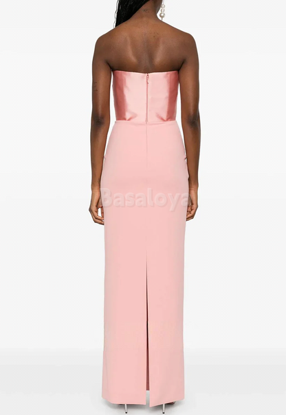 SP0083 Simple Red Strapless Straight Long Prom Dress Formal Gown