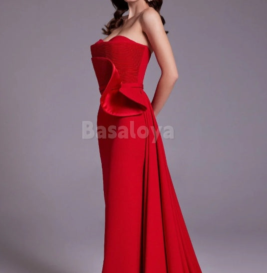 SP0117 Classic Gradient Pink Sweetheart Mermaid Pleated Prom Dress with Train