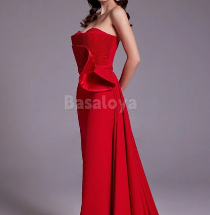 SP0117 Classic Gradient Pink Sweetheart Mermaid Pleated Prom Dress with Train