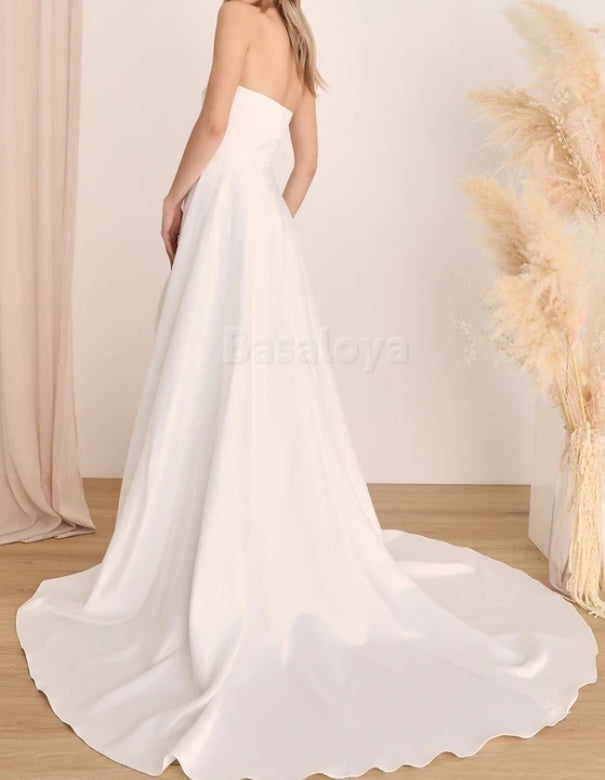 WD0011 Graceful Sweetheart A-Line High Slit Wedding Dress with Train