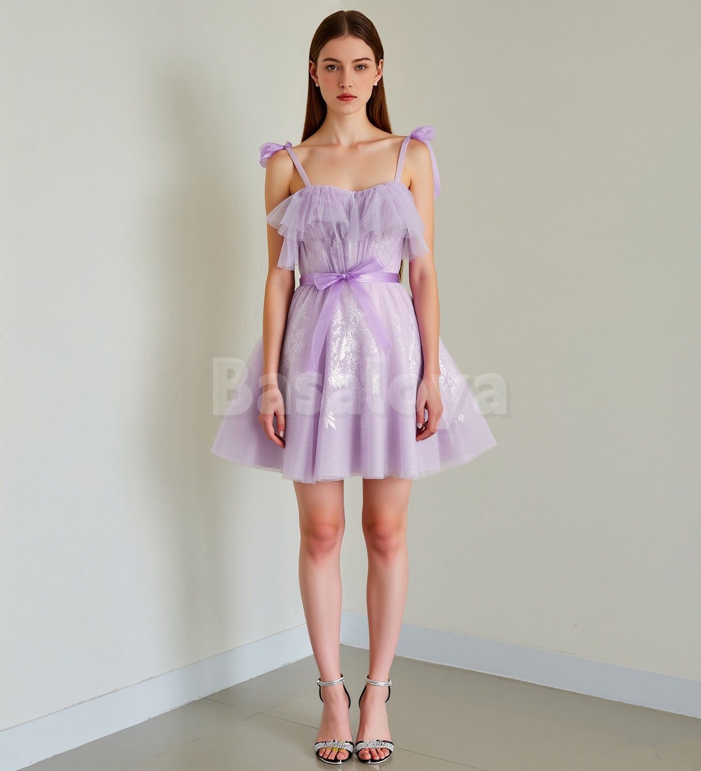 HM0144 Elegant Lilac Sweetheart A-Line Applique Homecoming Gown with Bows