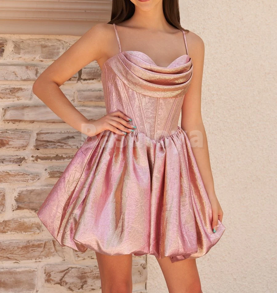 HM0054 Cute Pink Sweetheart A-Line Bubble Mini Homecoming Dress