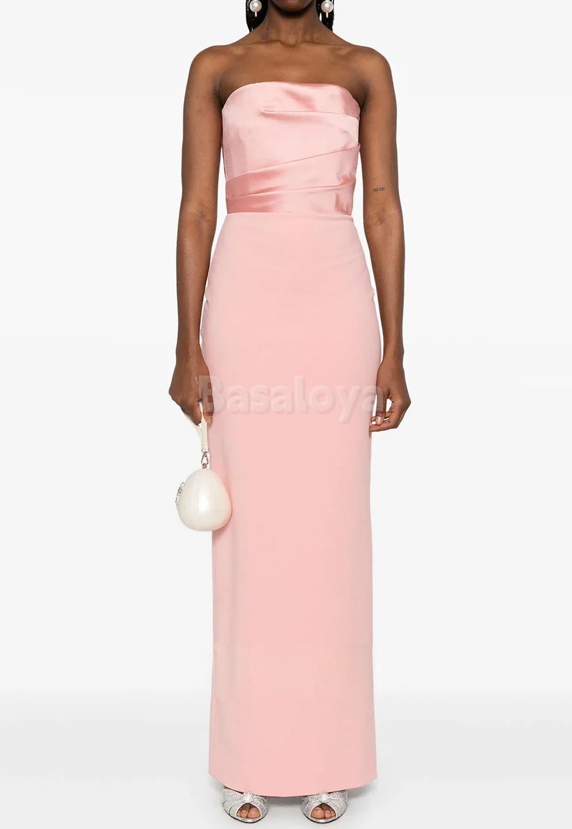 SP0083 Simple Red Strapless Straight Long Prom Dress Formal Gown