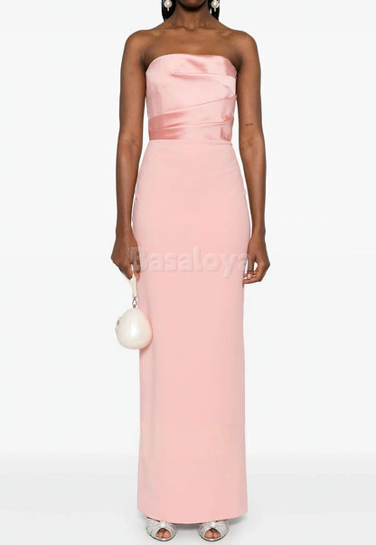 SP0083 Simple Red Strapless Straight Long Prom Dress Formal Gown