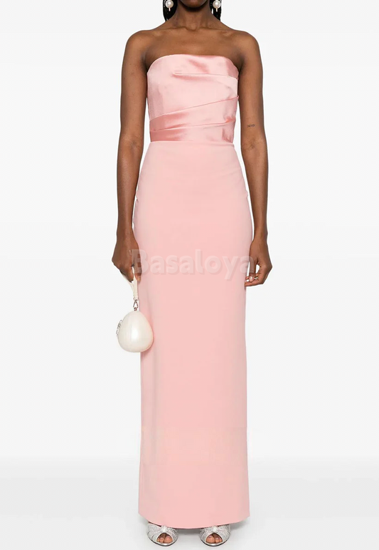 SP0083 Simple Red Strapless Straight Long Prom Dress Formal Gown